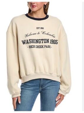Zara Oversized Crop Crewneck Cream Sweatshirt - Size Medium